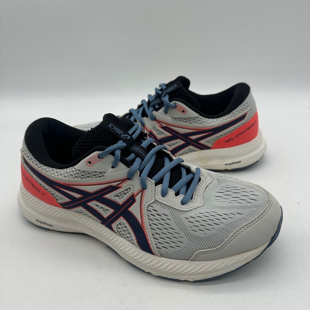 Asics 1011B040 Mens Size 8 Gel-Contend 7 Grey Navy Coral Running Shoes